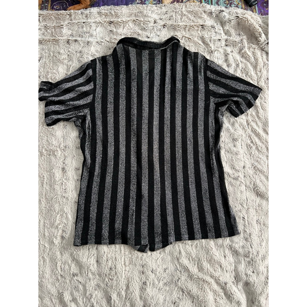 Vintage Y2K Paul Howard Black & Silver Striped Casual Button up Shirt Mens Sz. M - Picture 4 of 14